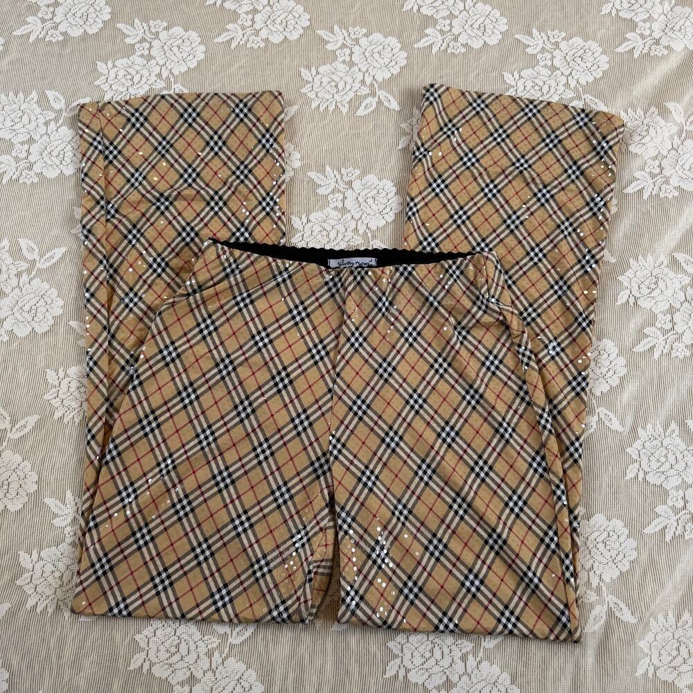 Vintage Silver Moon Plaid Sequin Pants Fits Like Small